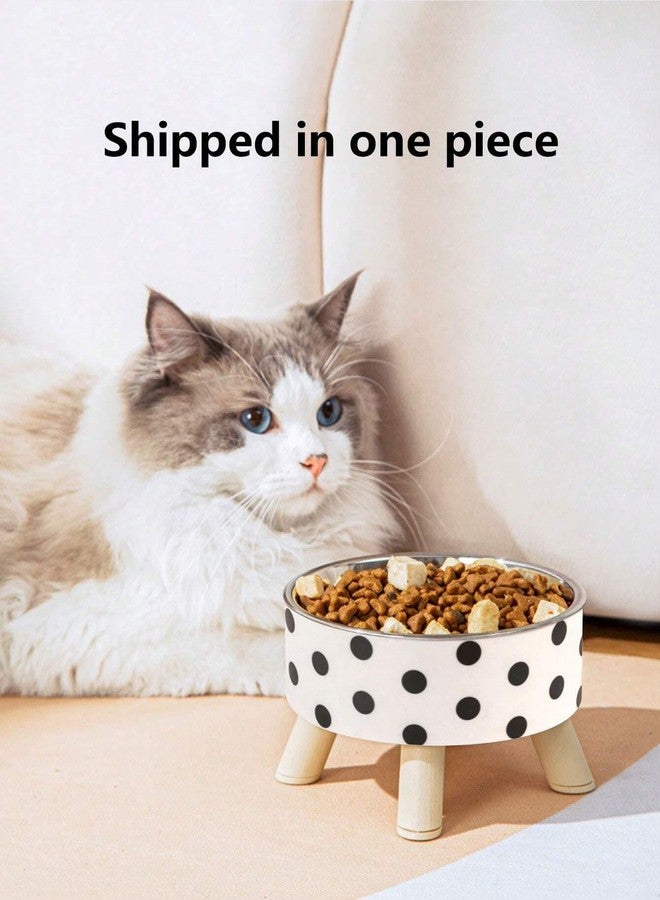 KEYOZA وعاء طعام دائري للقطط من كيوزا، مصنوع من الفولاذ المقاوم للصدأ، بنقشة مربعات/نقاط سوداء وبيضاء، مزود بحامل مرتفع لحماية العمود الفقري؛ بأربع أرجل، قابل للفصل - Image 4